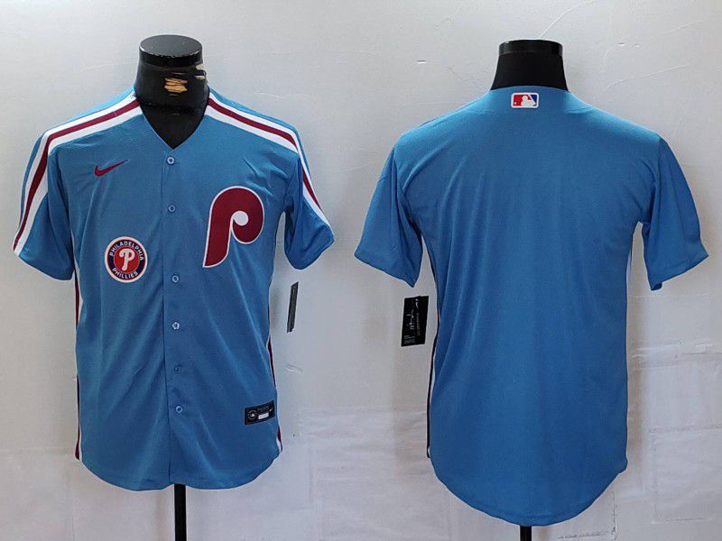 Men Philadelphia Phillies Blank Blue Throwback 2024 Nike MLB Jersey style 3->philadelphia phillies->MLB Jersey